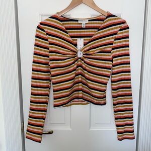Striped Long-Sleeve with Ring Detail